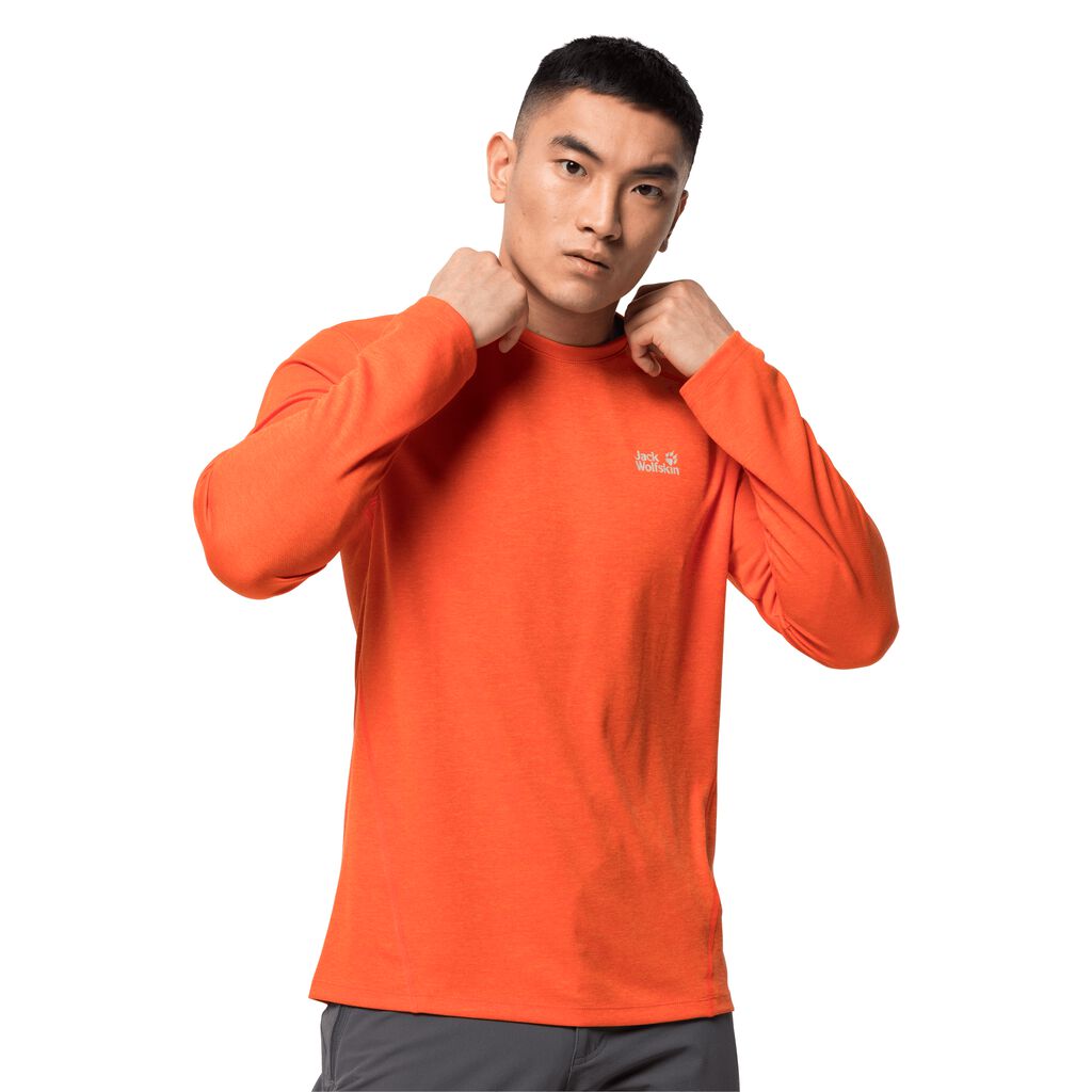 Jack Wolfskin SKY RANGE LONGSLEEVE μπλουζακια ανδρικα κοκκινα | GR5604992